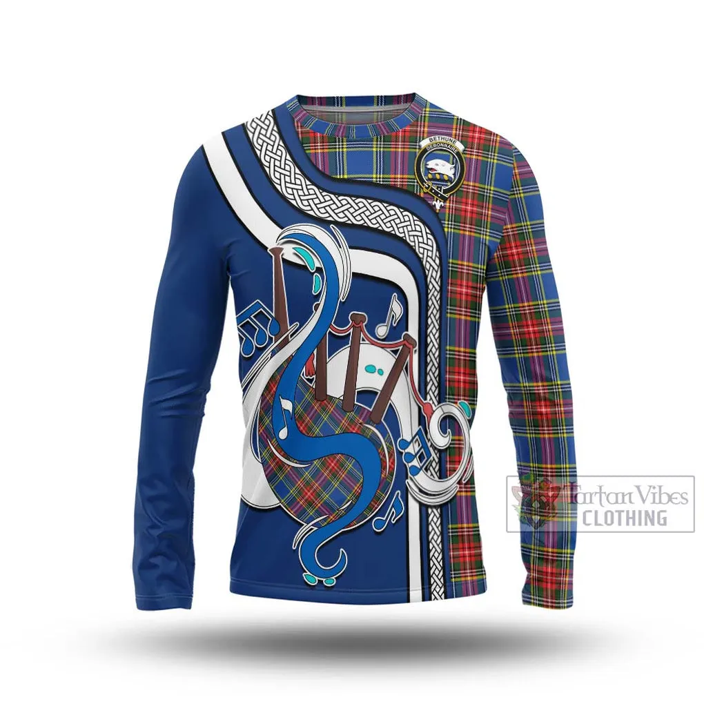 Bethune Tartan Long Sleeve T-Shirt with Epic Bagpipe Style