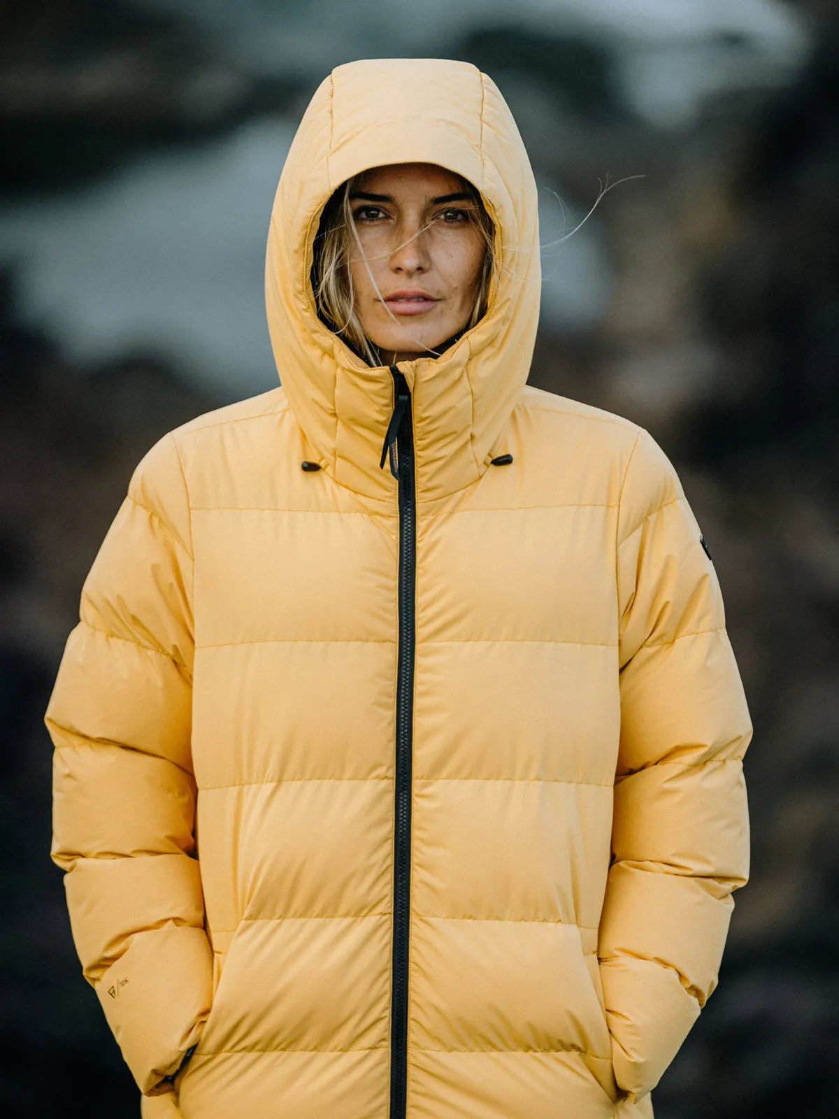 Bigsur Women Long Puffer Coat | Yellow