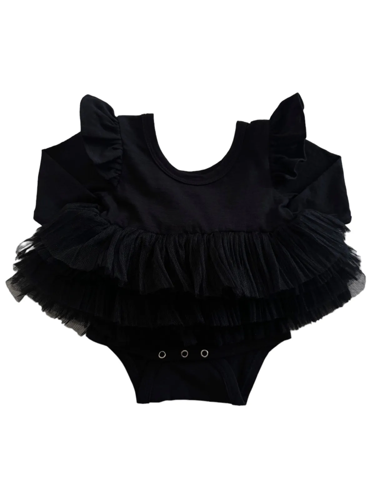 Black / Organic Long Sleeve Tutu Bodysuit