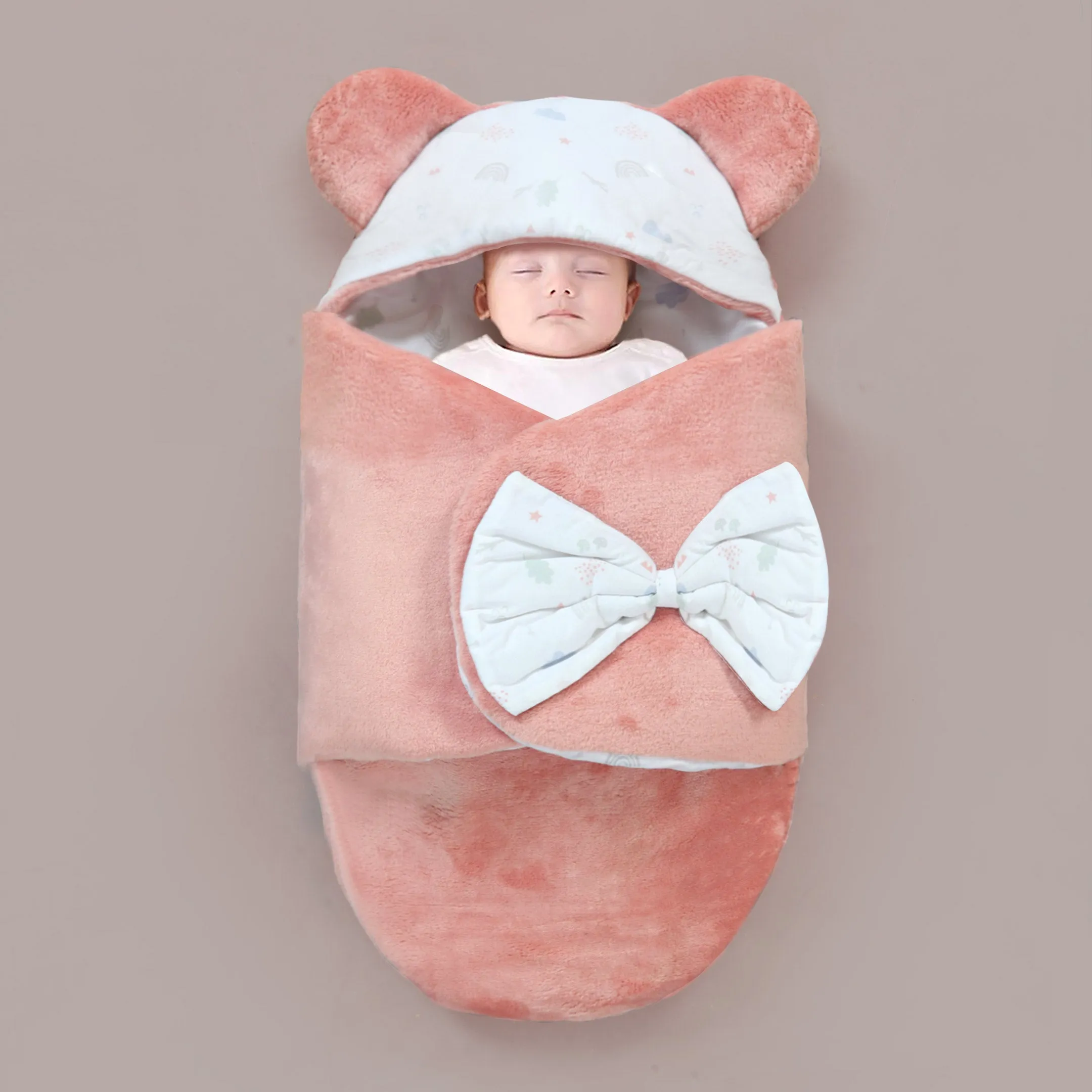 Blush Bear Fleece Baby Sleeping Carry Nest