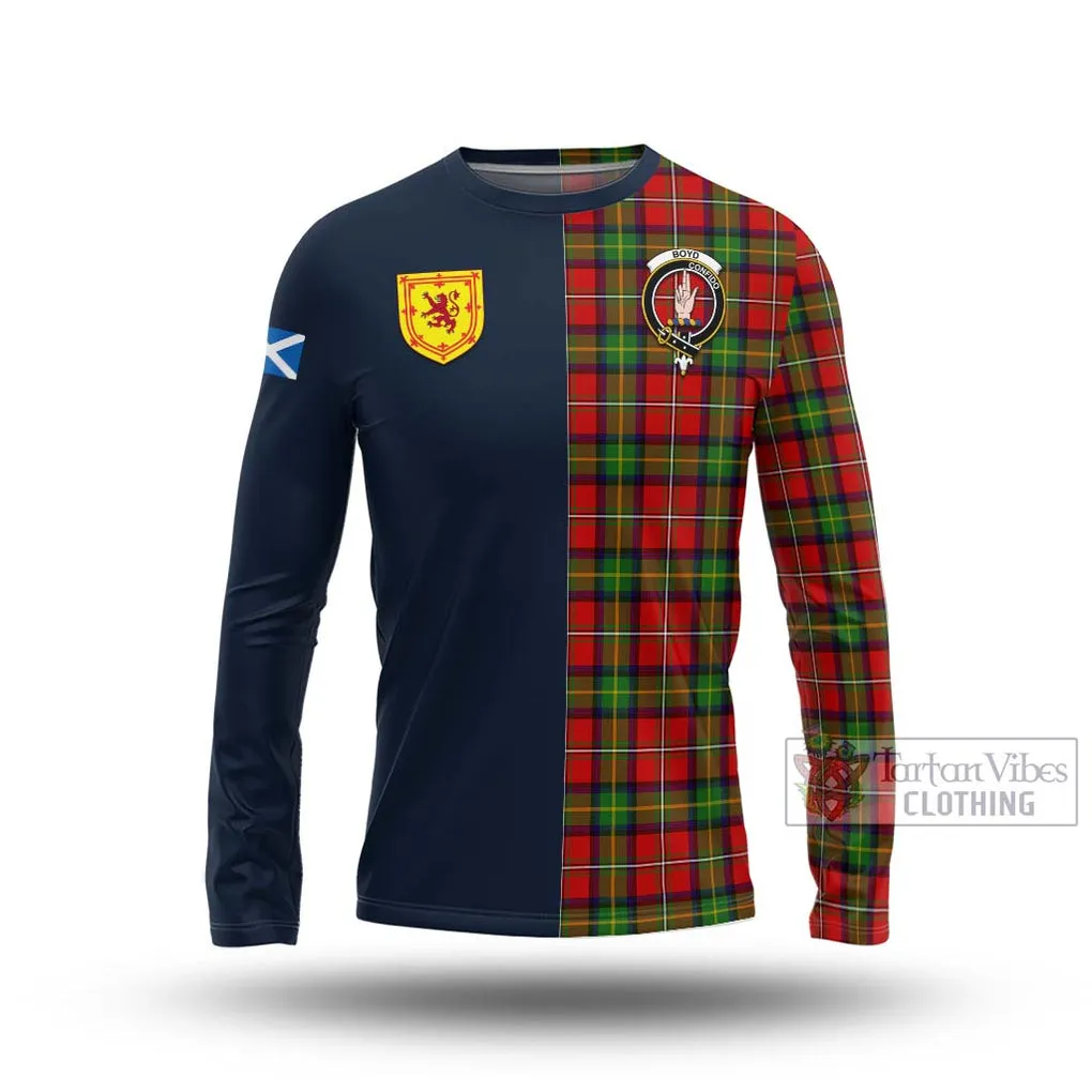 Boyd Tartan Long Sleeve T-Shirt Alba with Scottish Lion Royal Arm Half Style