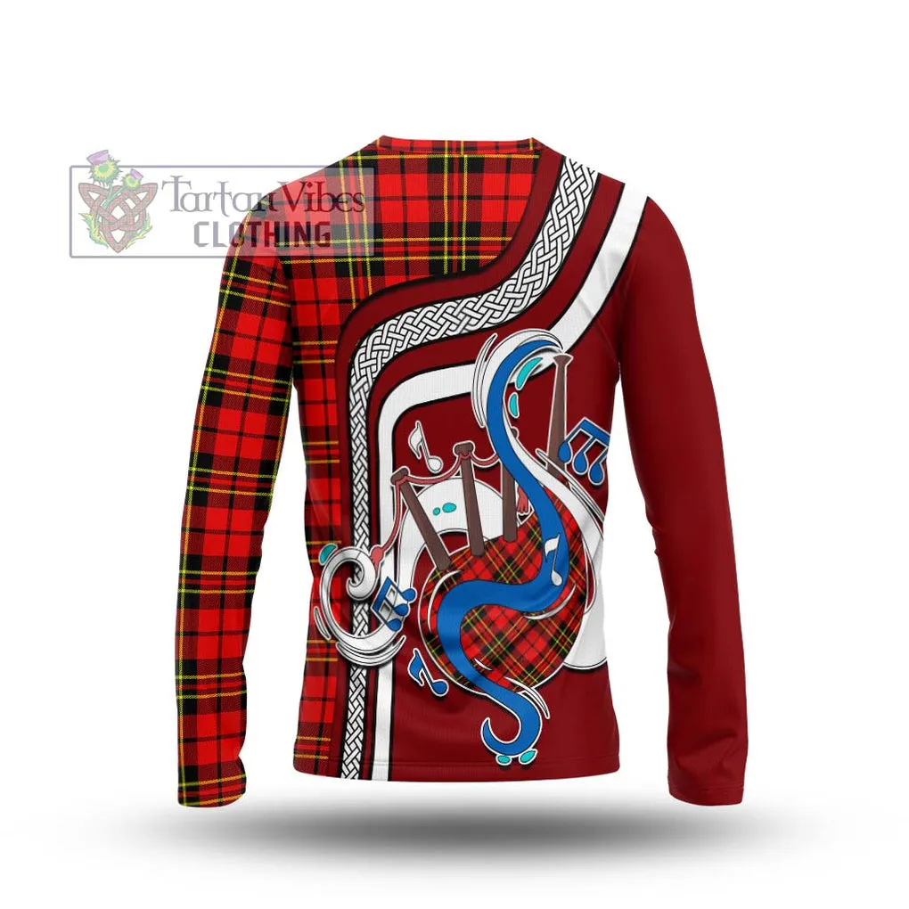 Brodie Modern Tartan Long Sleeve T-Shirt with Epic Bagpipe Style