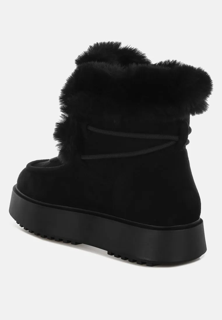 Bunting Faux Fur Collar Flatform Boots