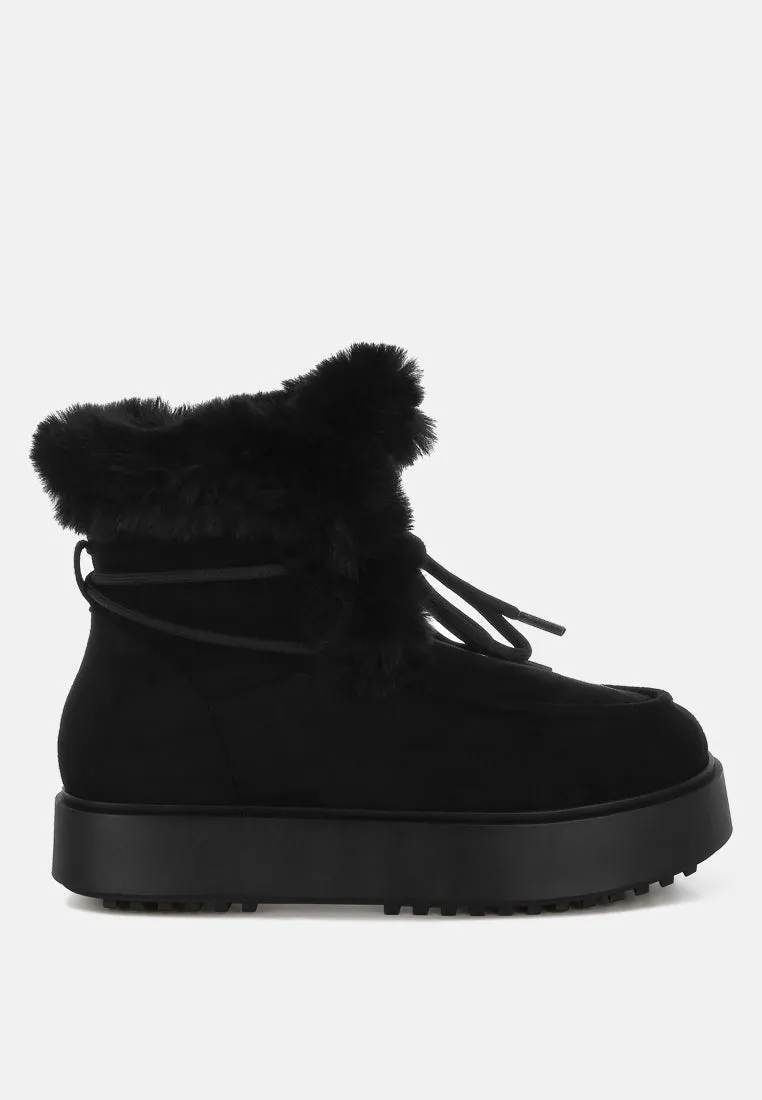 Bunting Faux Fur Collar Flatform Boots