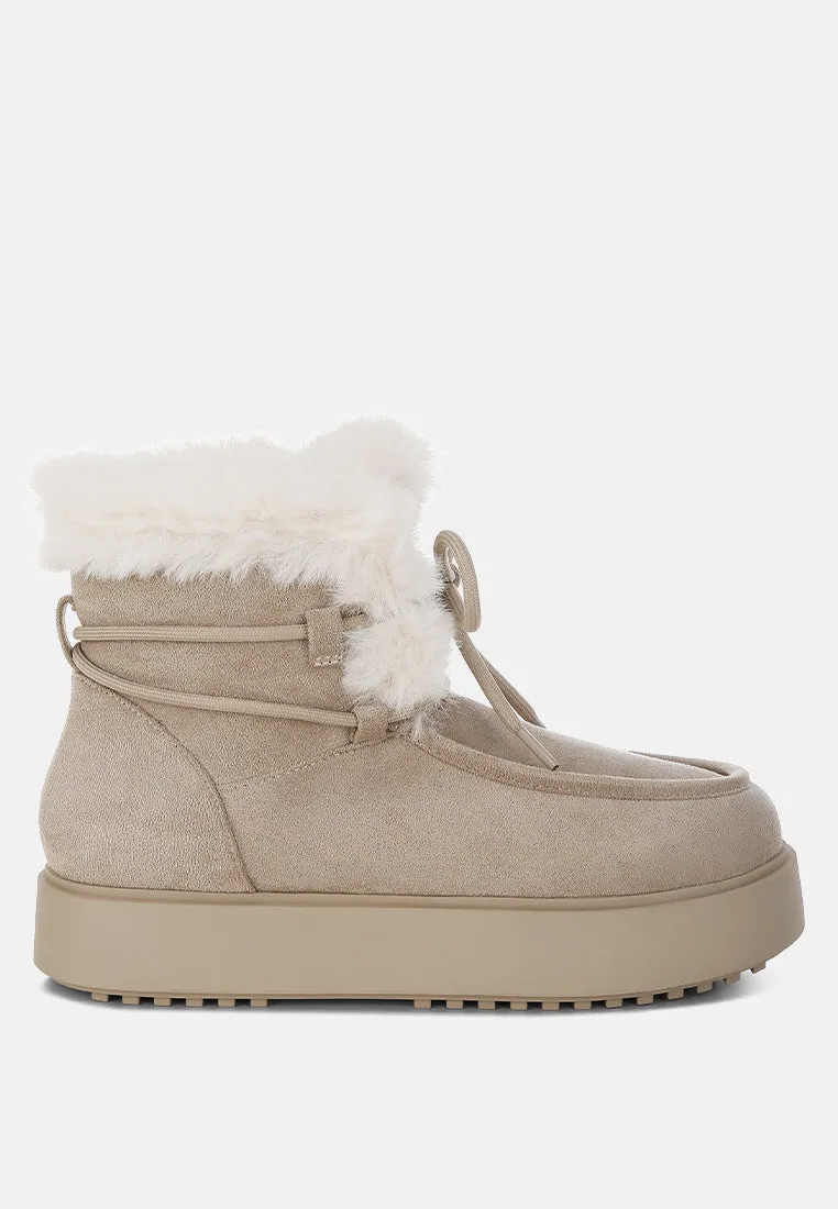 Bunting Faux Fur Collar Flatform Boots