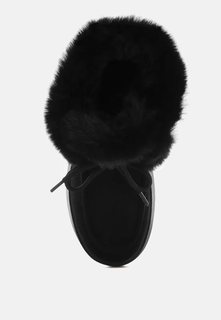 Bunting Faux Fur Collar Flatform Boots