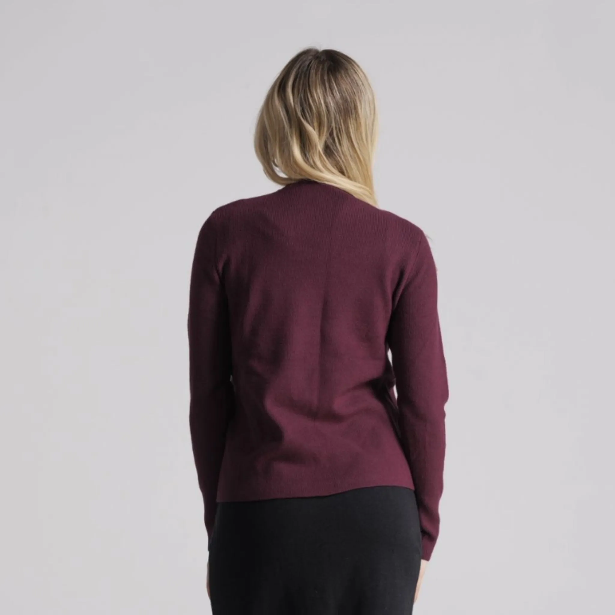 Burgundy Cropped Front Cross Layer Sweater