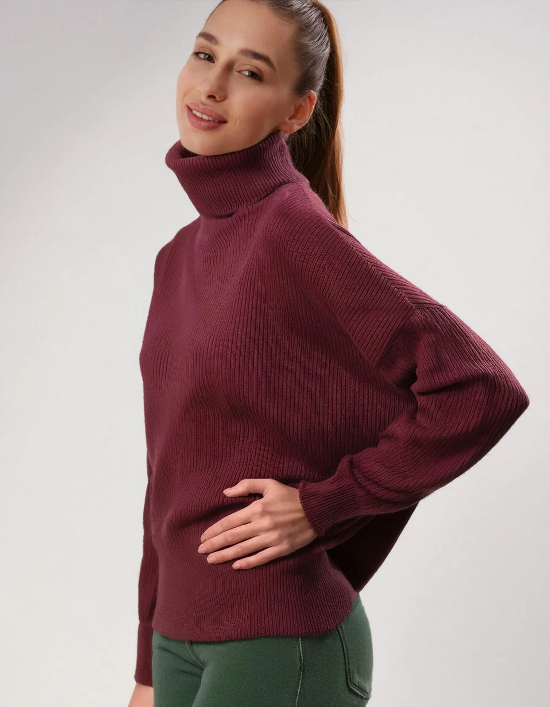 Burgundy Warm Knit Turtleneck