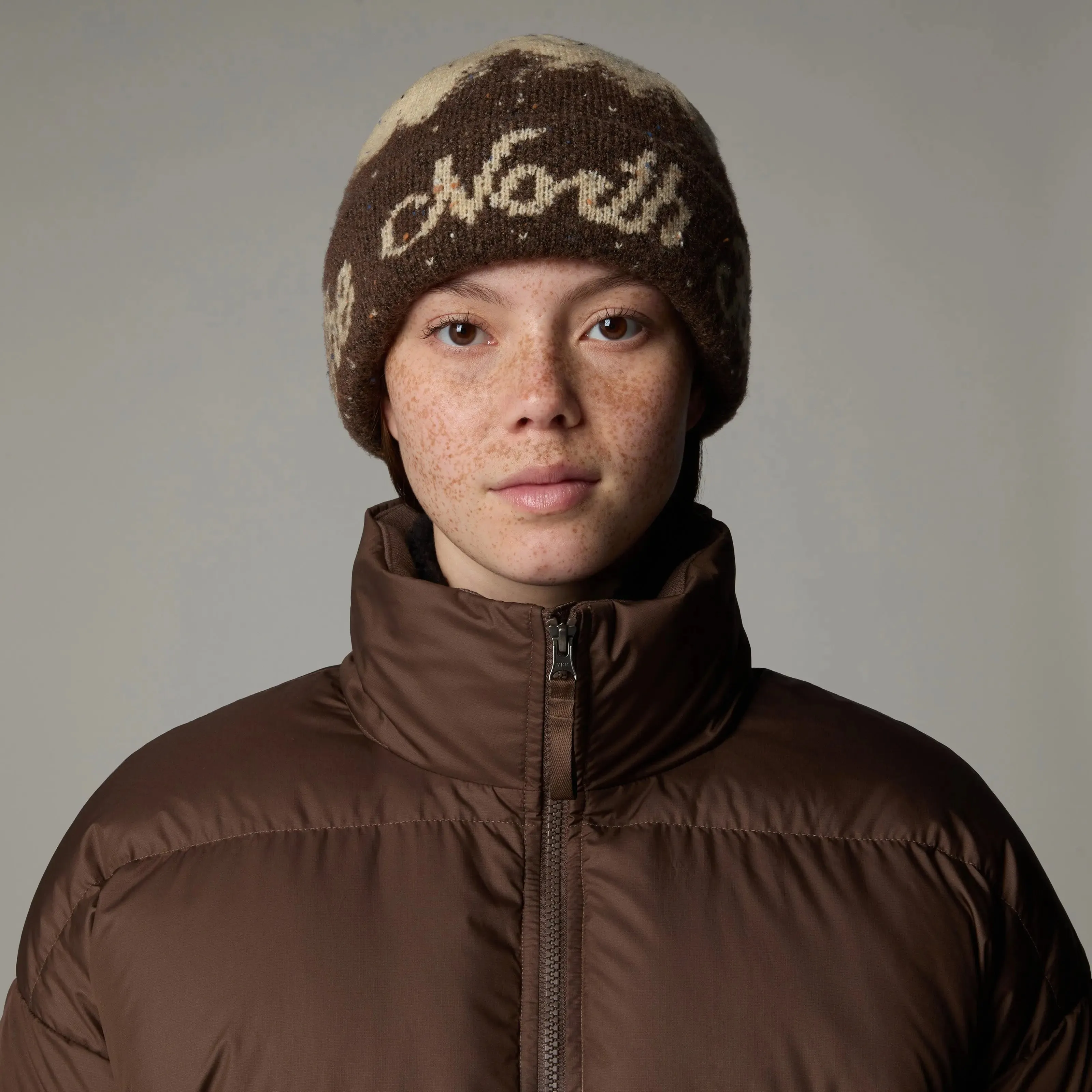 Cabin Mountainscape Beanie - Smokey Brown