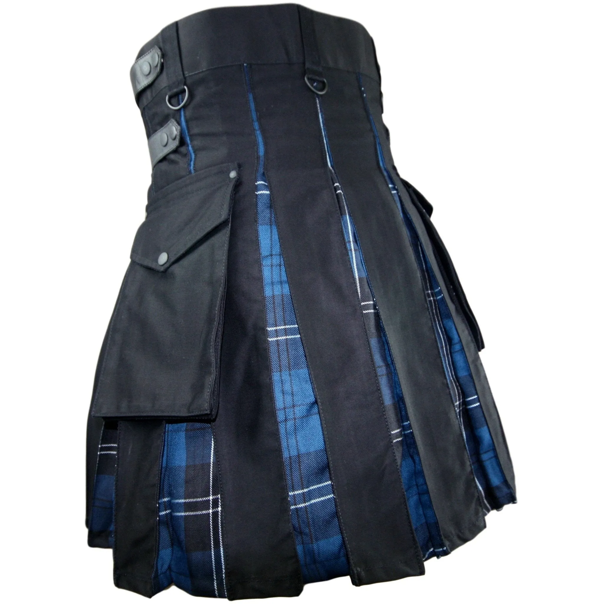 Cargo Kilts - Tartan Combo Utility Kilt: Ramsay Blue