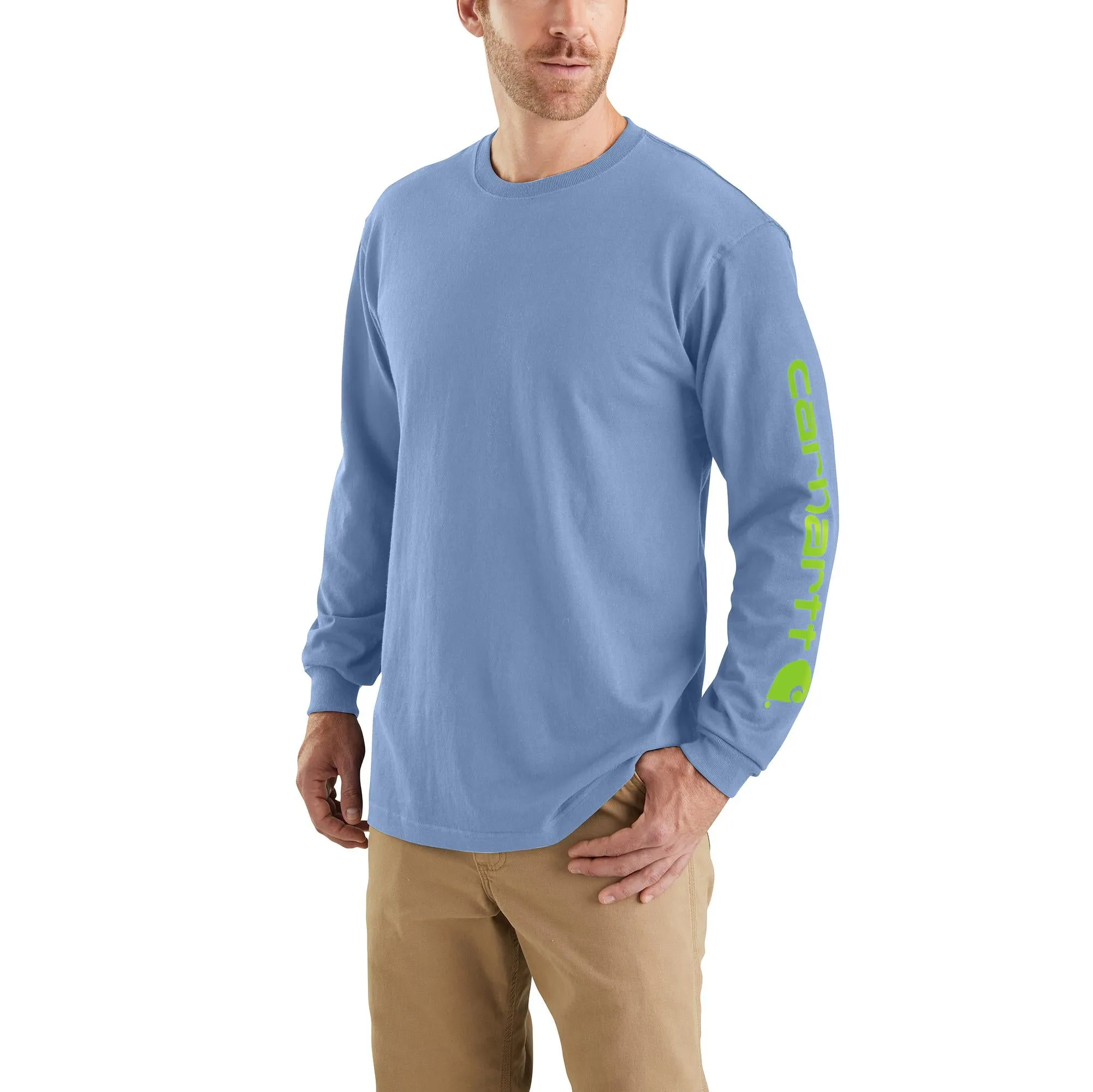 Carhartt Men's Signature Logo Long Sleeve T-Shirt_Skystone