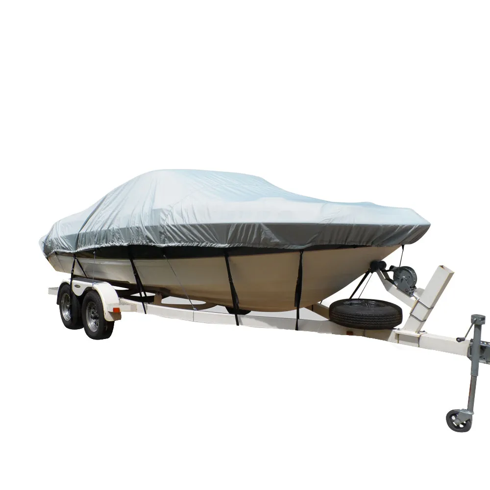 Carver Flex-Fit* PRO Polyester Size 6 Boat Cover f/V-Hull Low Profile Cuddy Cabin Boats I/O or O/B - Grey