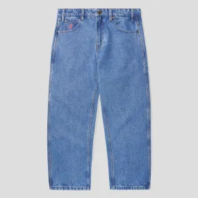 Cash Only Logo Baggy Denim Jeans - Light Indigo