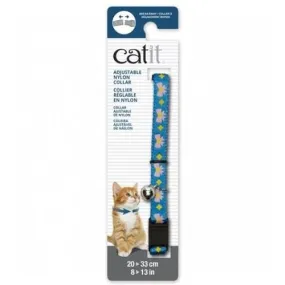 Catit Adjustable Breakaway Nylon Cat Collar Blue with Pink Bows