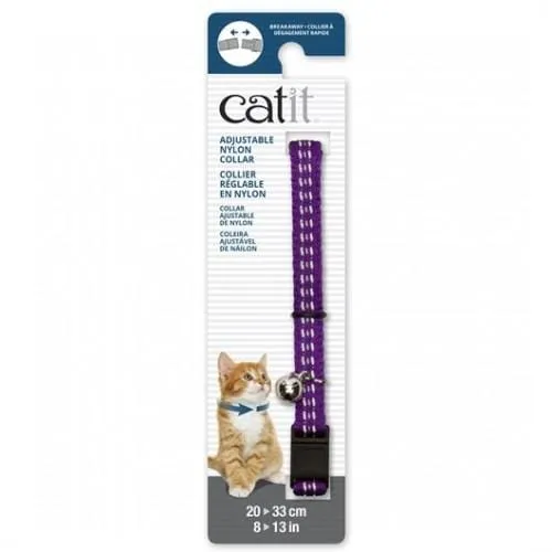 Catit Adjustable Breakaway Nylon Cat Collar Reflective Purple