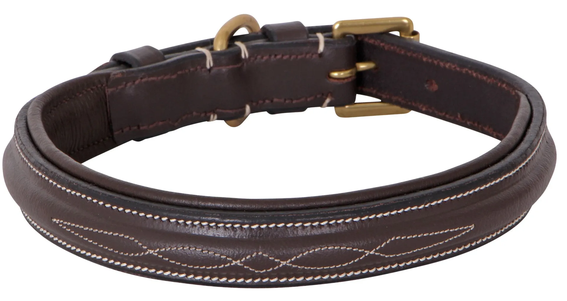 CAVALLINO FANCY STITCH LEATHER DOG  COLLAR