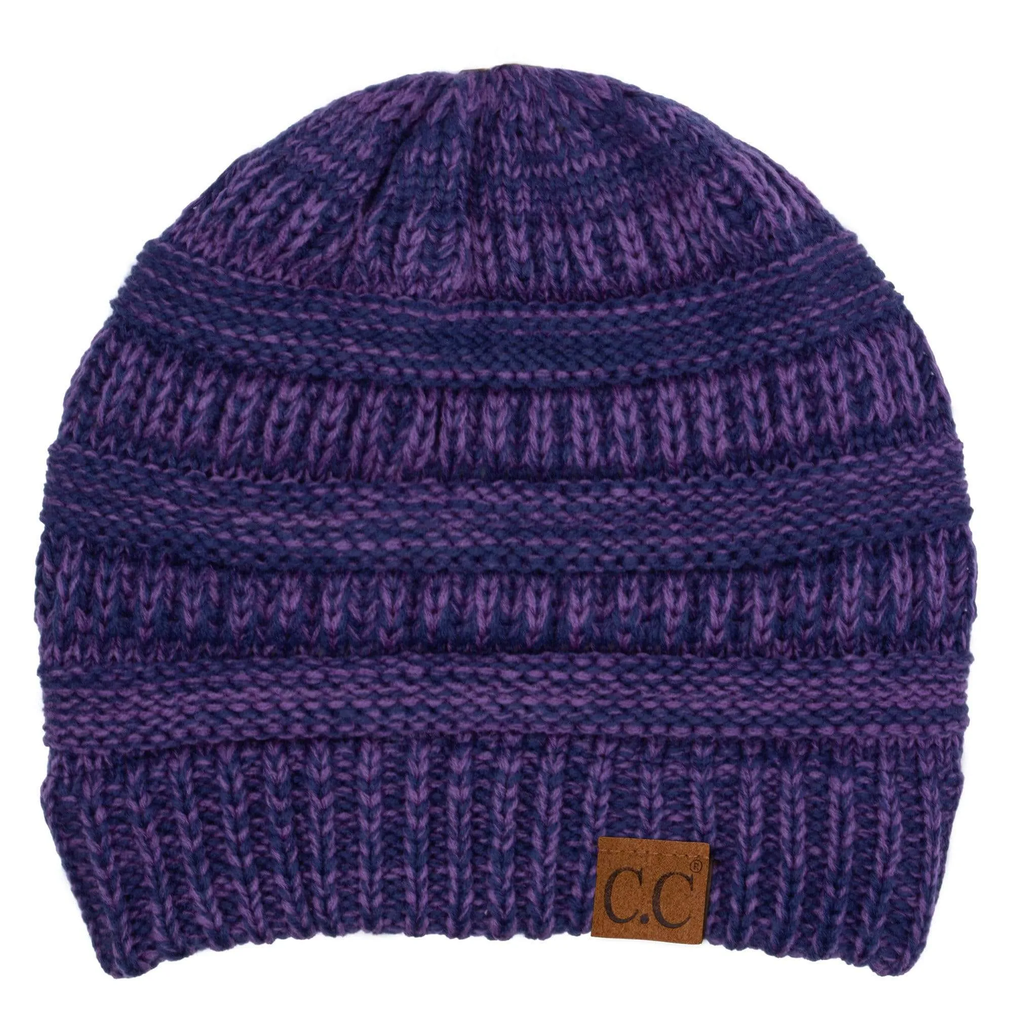C.C YJ800 - Trendy Warm Chunky Soft Stretch Two-Toned Cable Knit Beanie Skully