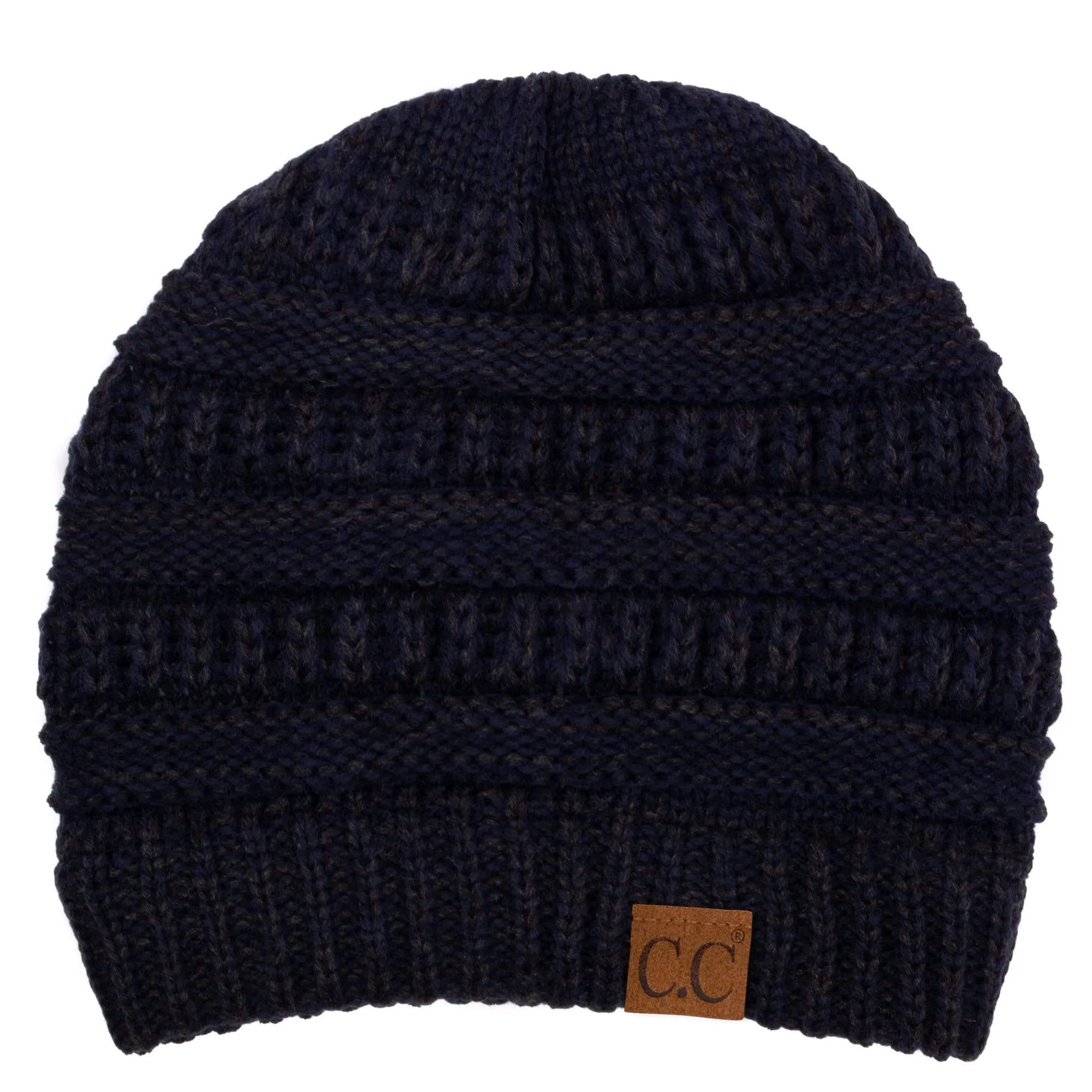 C.C YJ800 - Trendy Warm Chunky Soft Stretch Two-Toned Cable Knit Beanie Skully