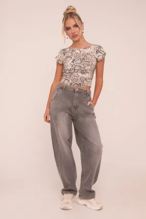 Charcoal High Waist Stretch Mom Jeans - Harriet