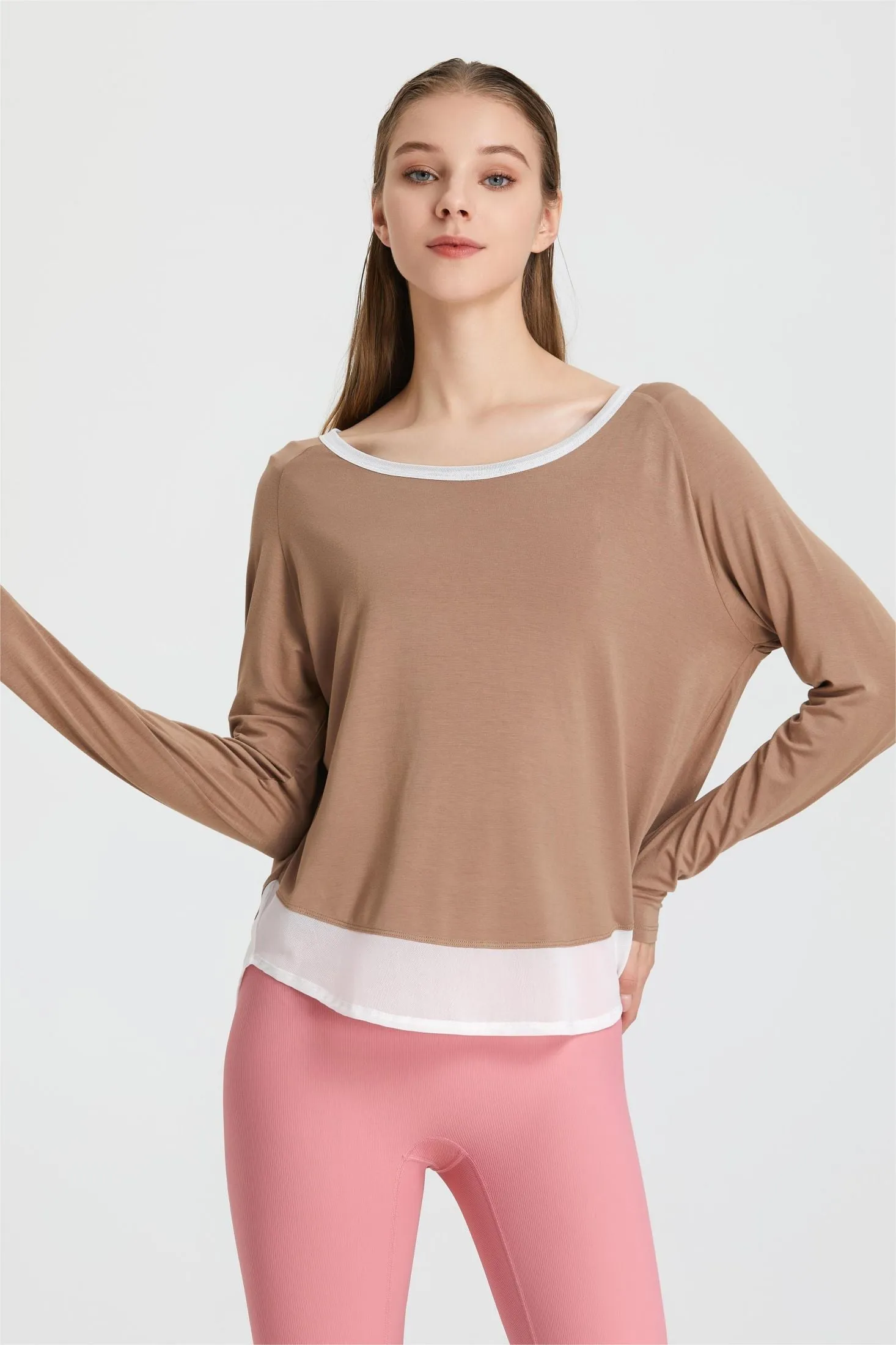 Color-Block Patchwork Long Sleeve T-Shirt