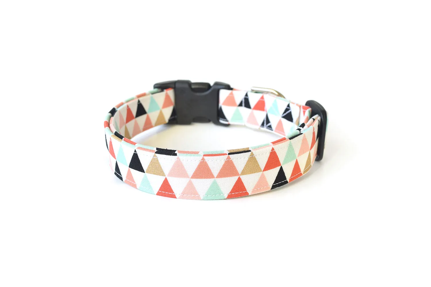 Colorful Geometric Triangles Dog Collar