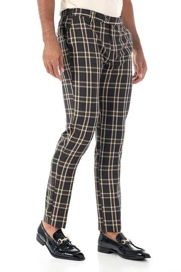 CP62 I BARABAS PLAID PANTS SLIM FIT I BLACK-GOLD