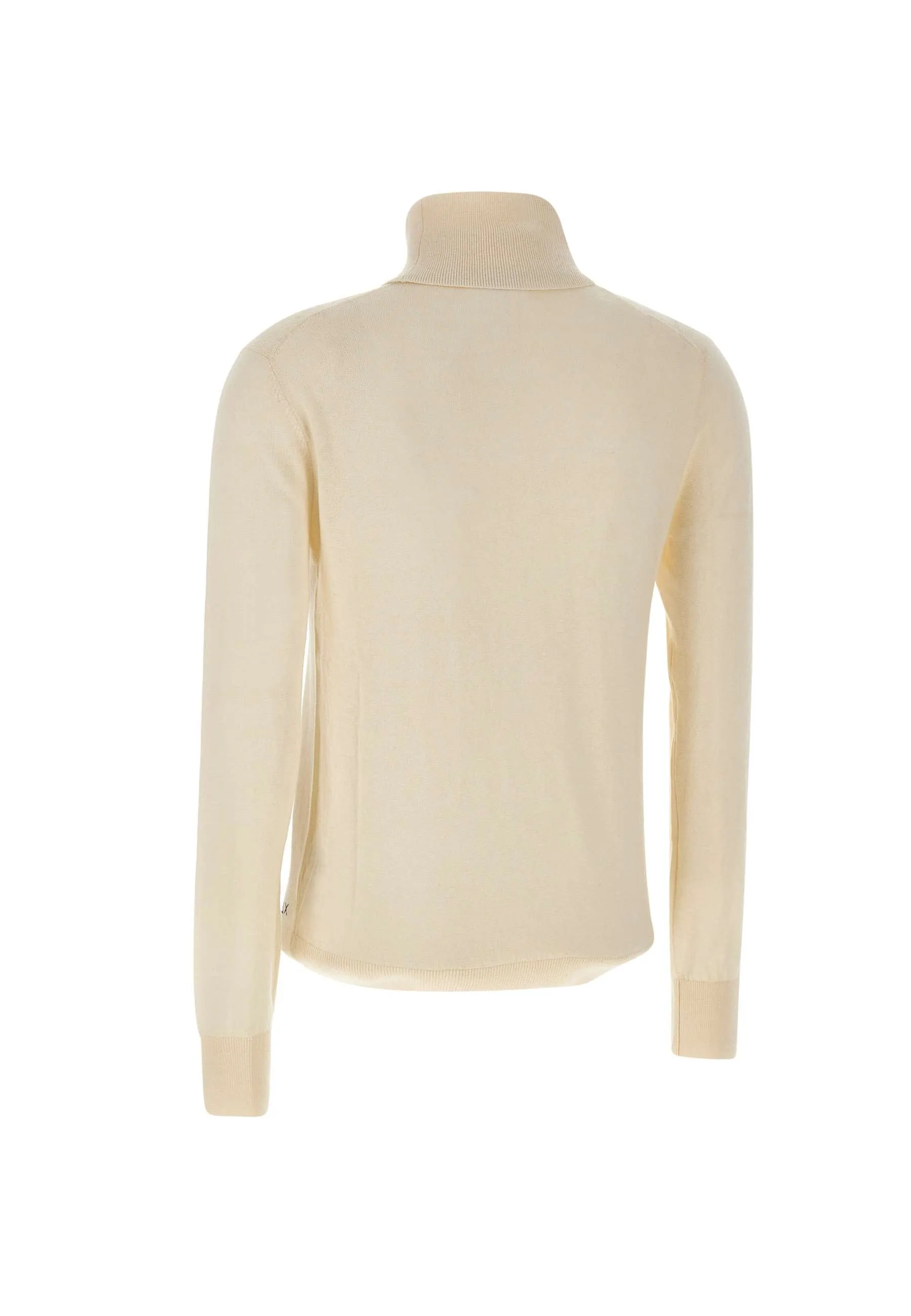 Cream Turtleneck Wool and Cotton Sweater