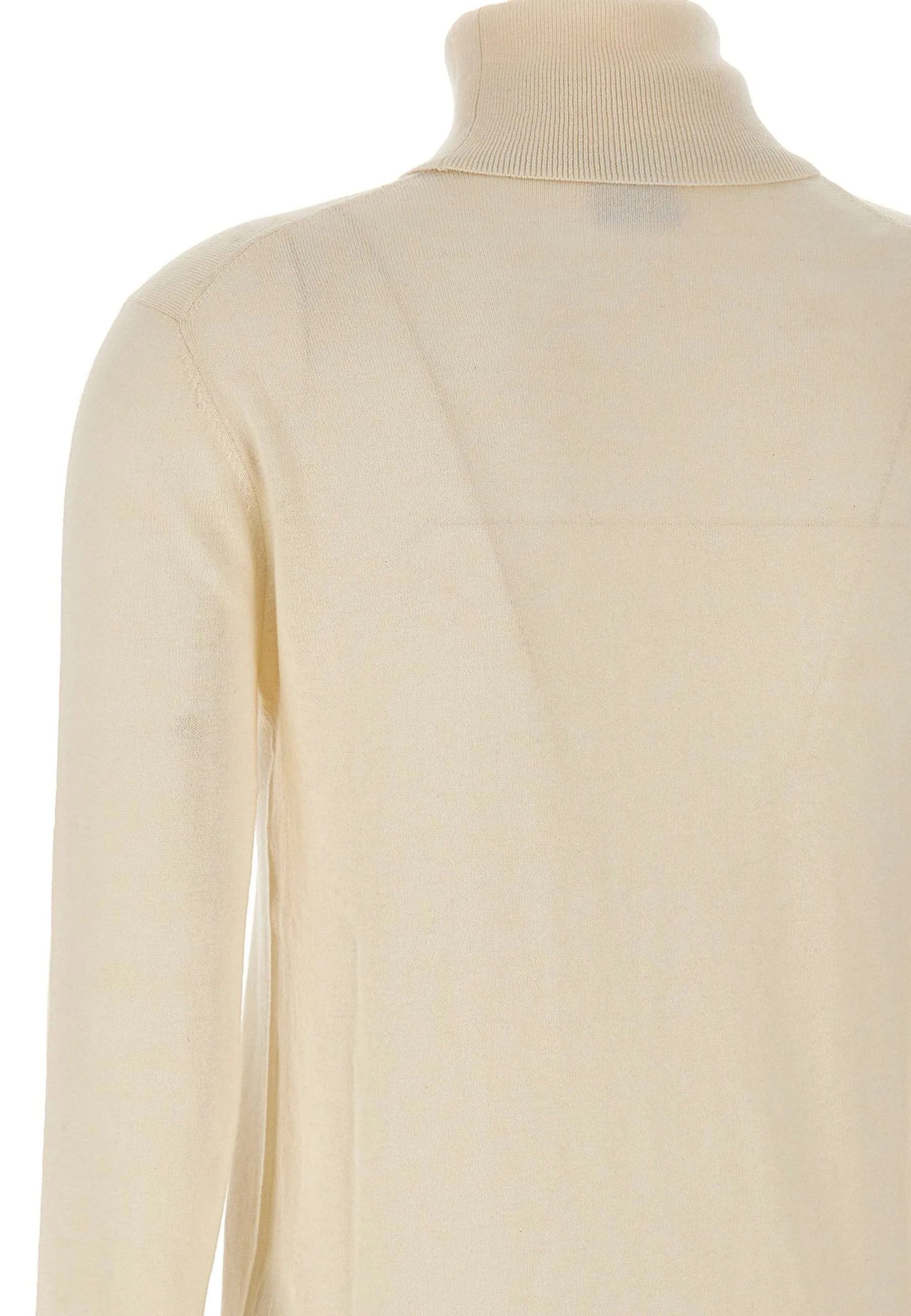 Cream Turtleneck Wool and Cotton Sweater