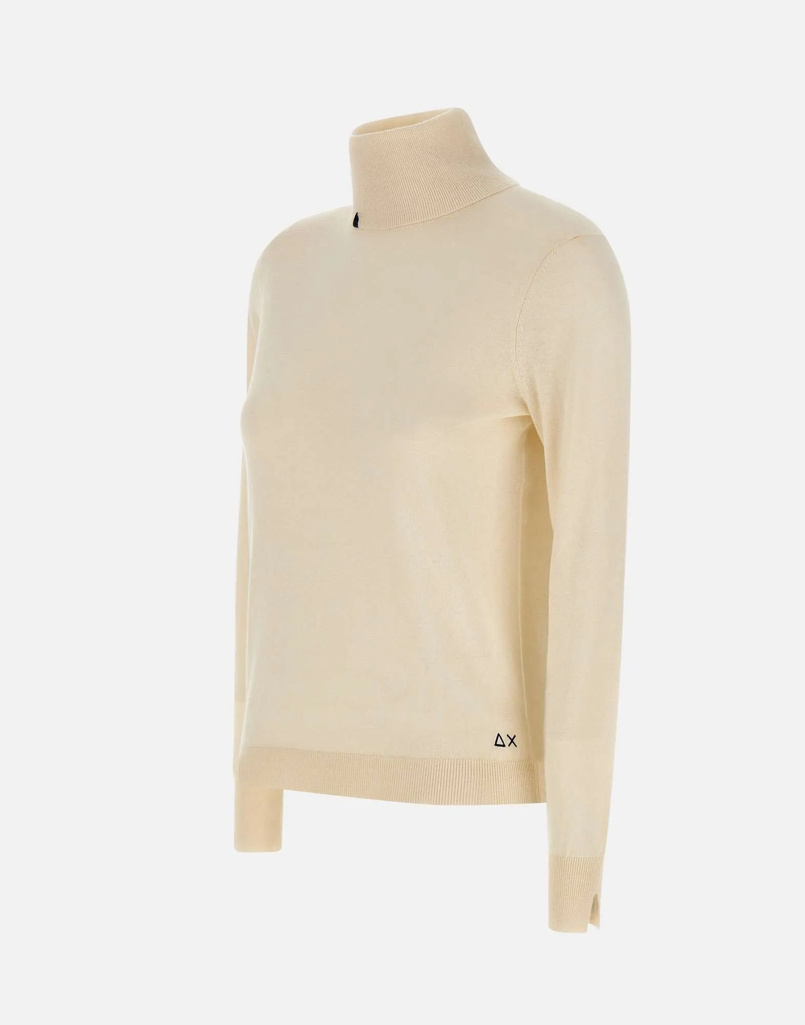 Cream Turtleneck Wool and Cotton Sweater