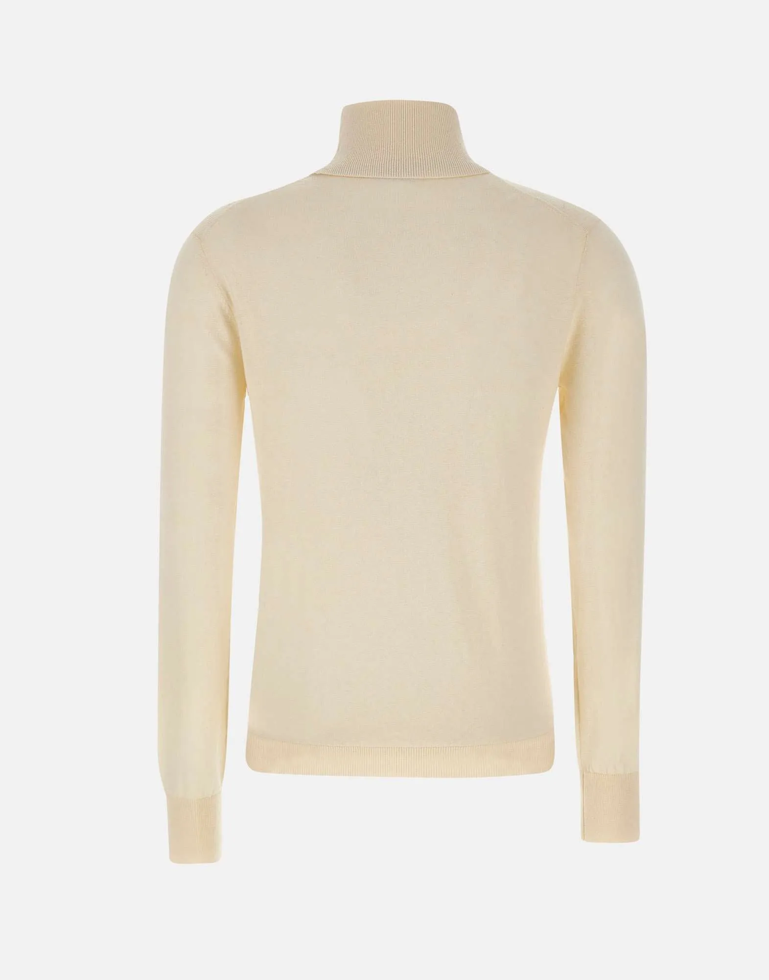 Cream Turtleneck Wool and Cotton Sweater