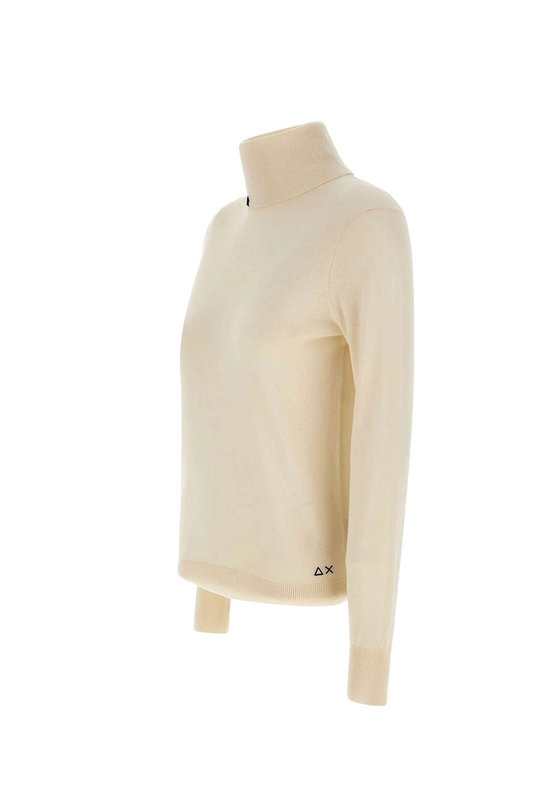 Cream Turtleneck Wool and Cotton Sweater