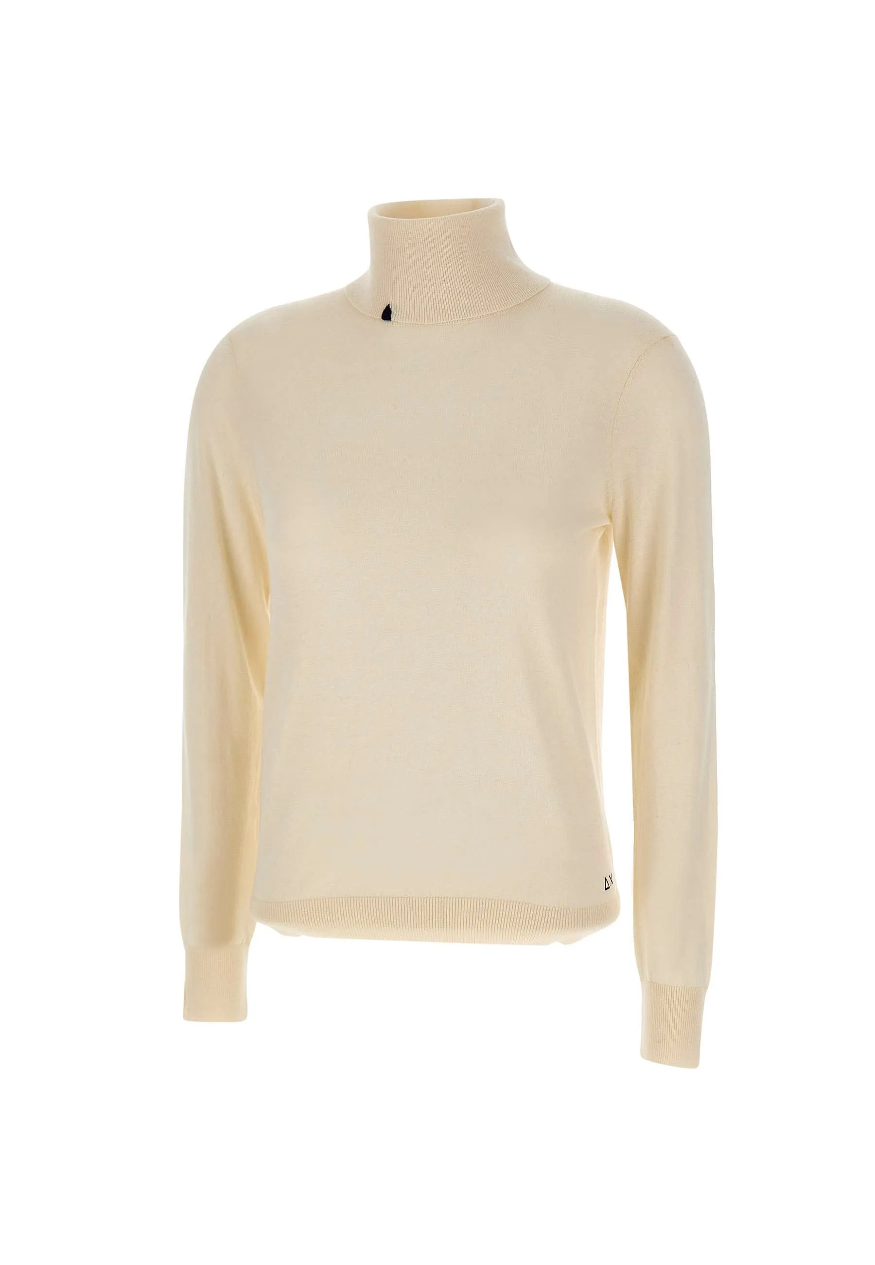 Cream Turtleneck Wool and Cotton Sweater