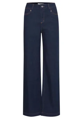 Denim Wide Leg Jeans - Raw Blue Denim