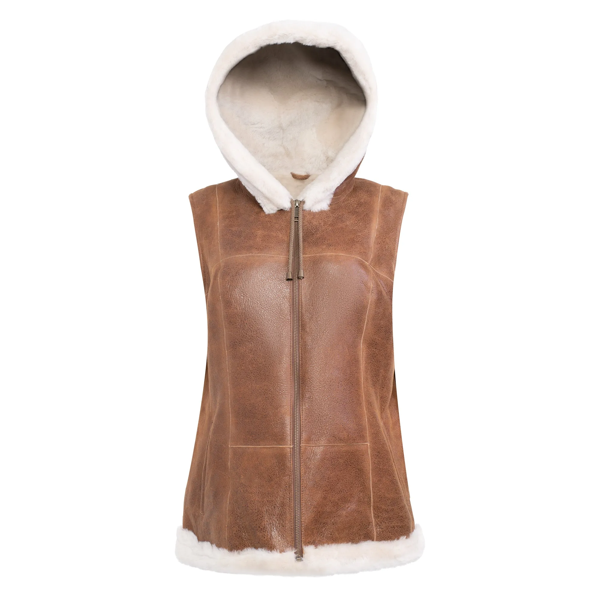 DIXIE Hoody - Merino Shearling Zip vest