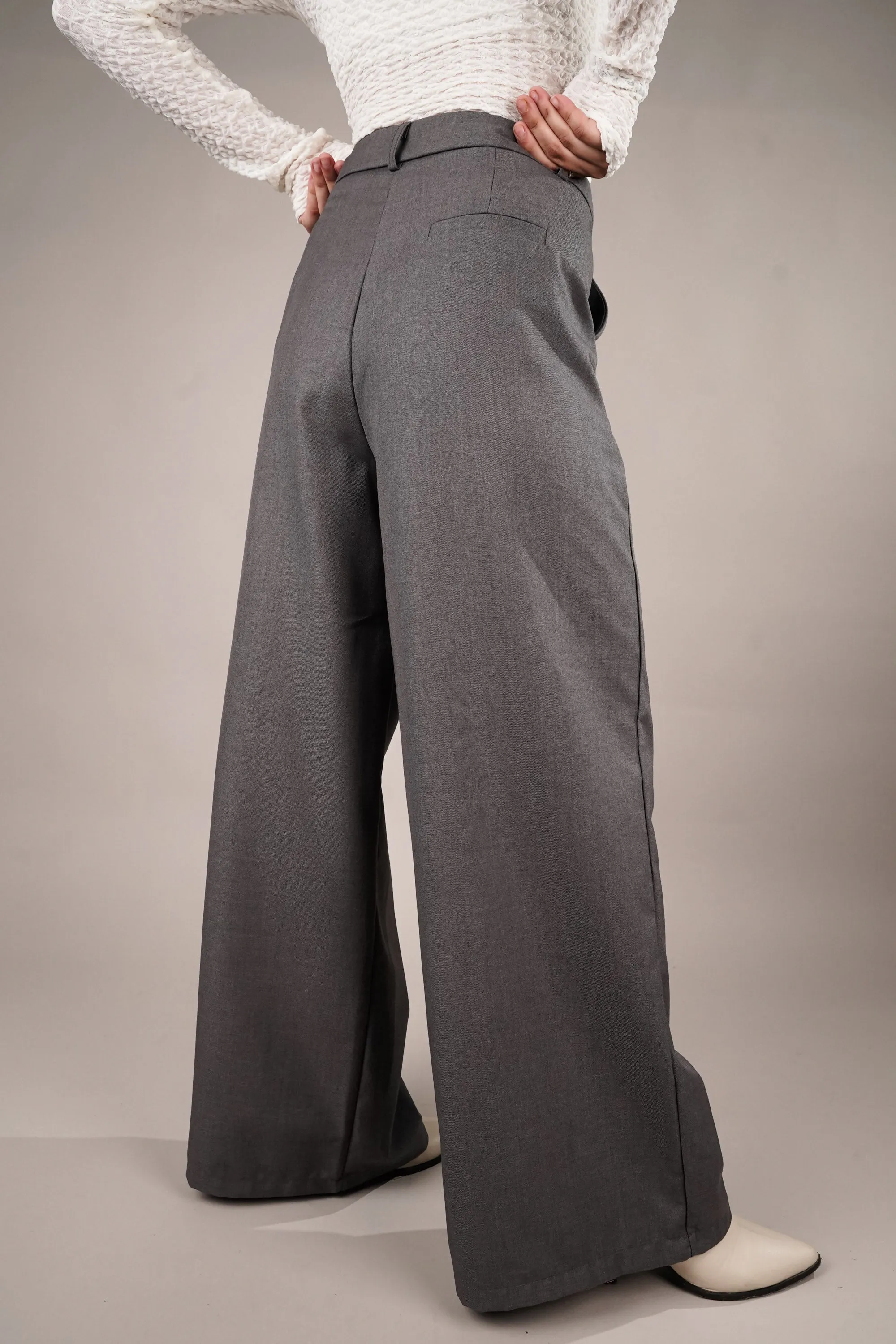 Draped Grey Asymmetrical Pants