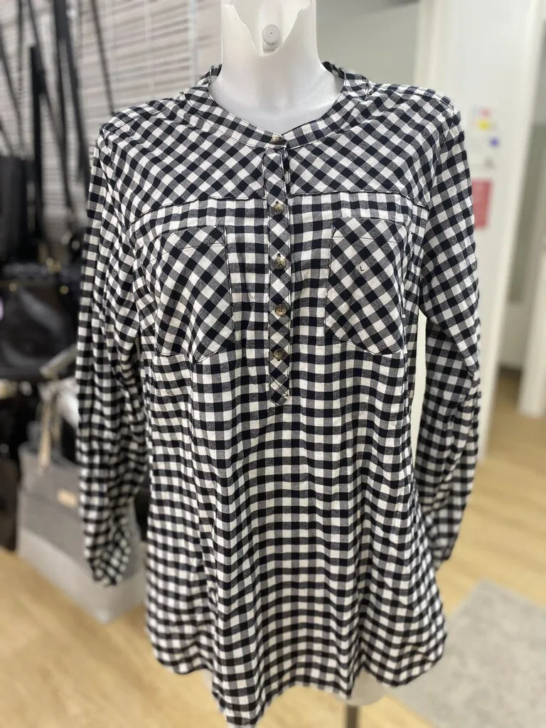 Eddie Bauer gingham print flannel tunic L