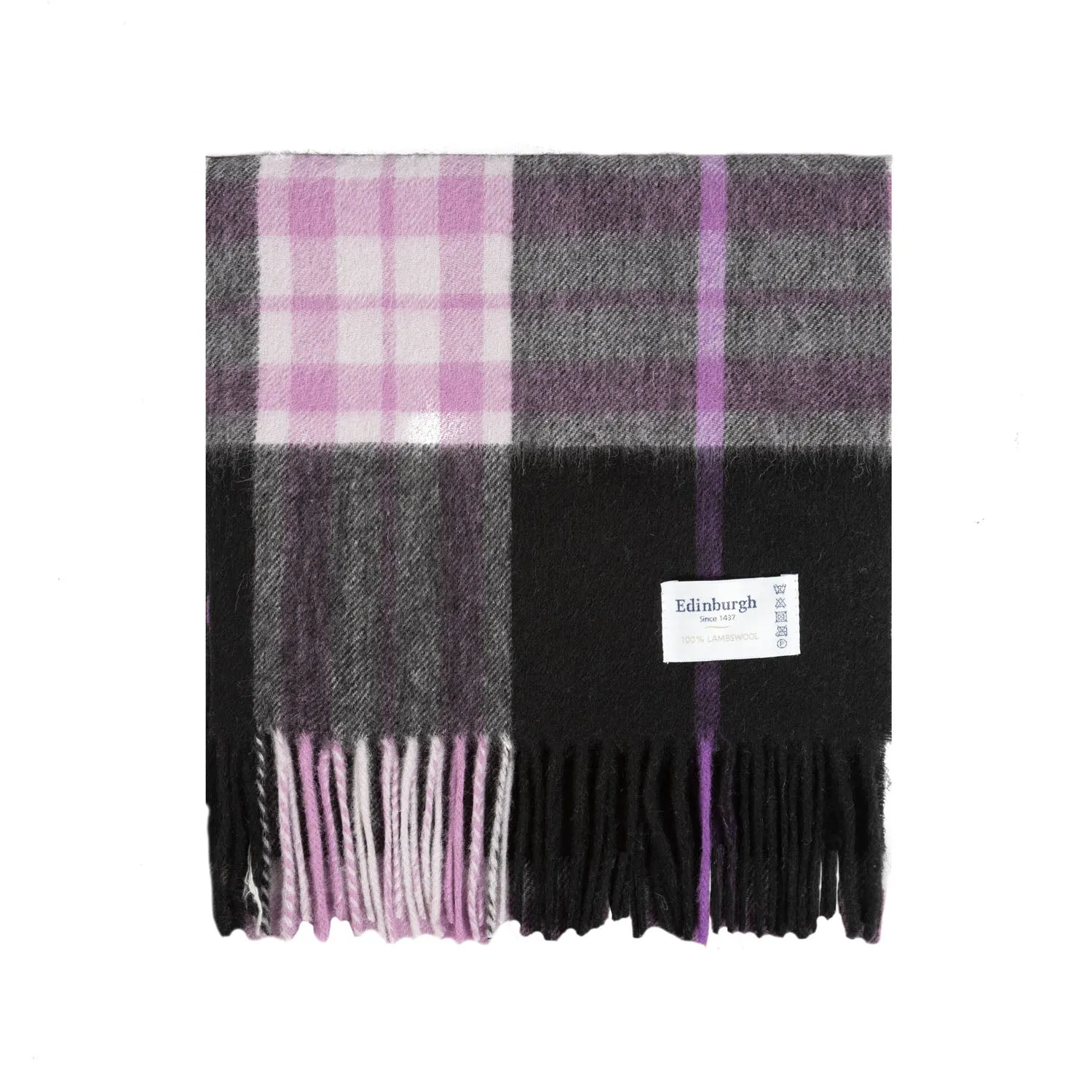 Edinburgh 100% Lambswool Tartan Scarf 3 Square Pink 3 Square Pink