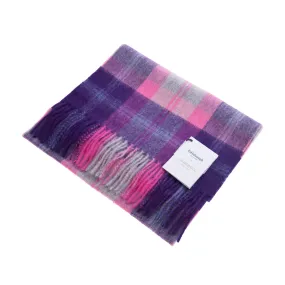 Edinburgh 100% Lambswool Tartan Scarf Baird Check Fuschia