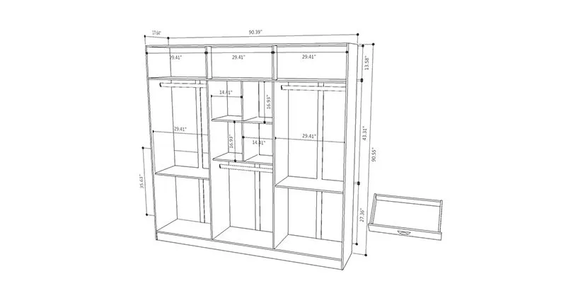 Eldridge 4- Drawer He/She Freestanding Armoire in White Gloss