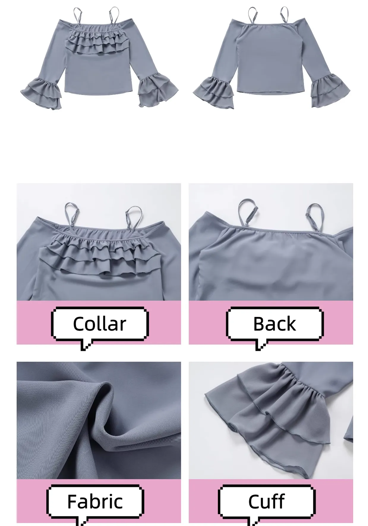 Elegant Outfit Set Chiffon Blouse Suspender Skirt Set