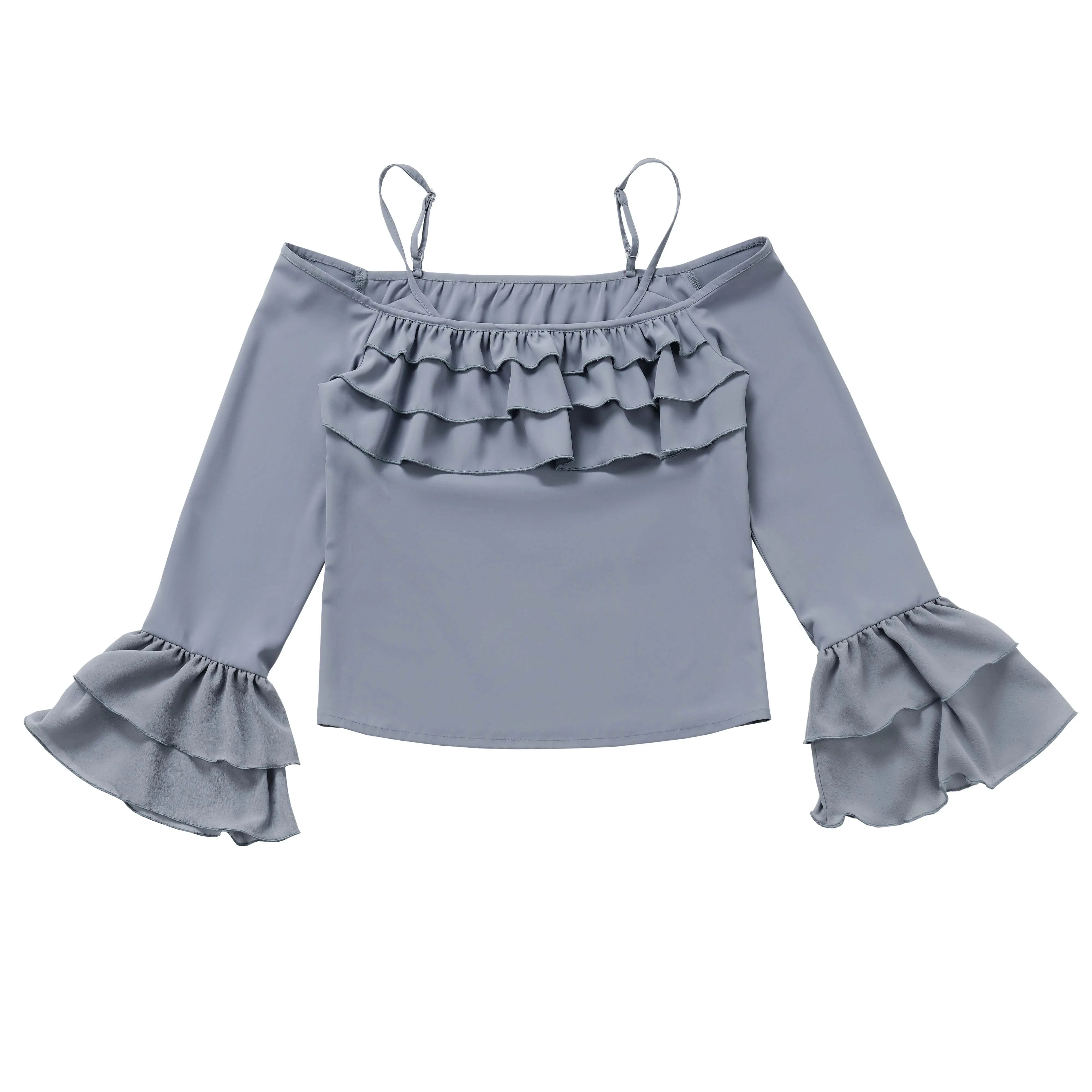 Elegant Outfit Set Chiffon Blouse Suspender Skirt Set