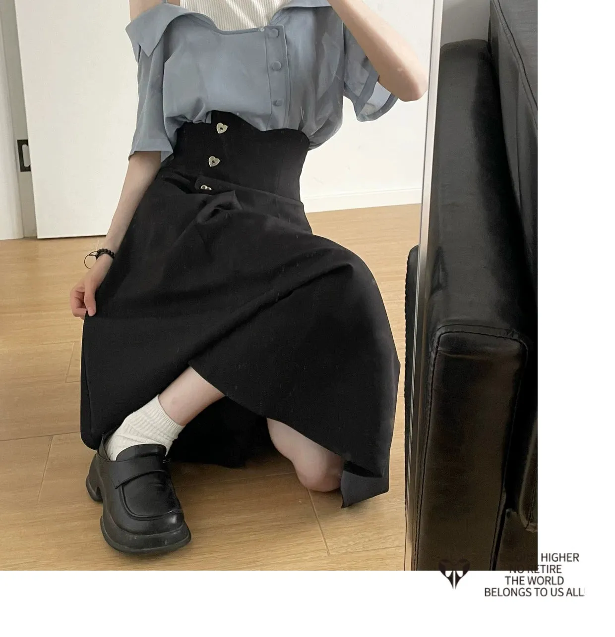 Elegant Outfit Set Chiffon Blouse Suspender Skirt Set