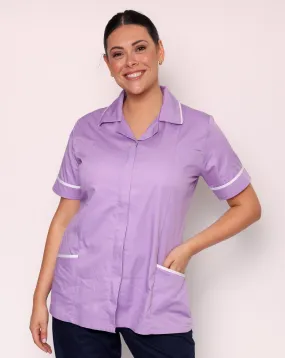 Eliza Revere Collar Healthcare Tunic - Lilac / White