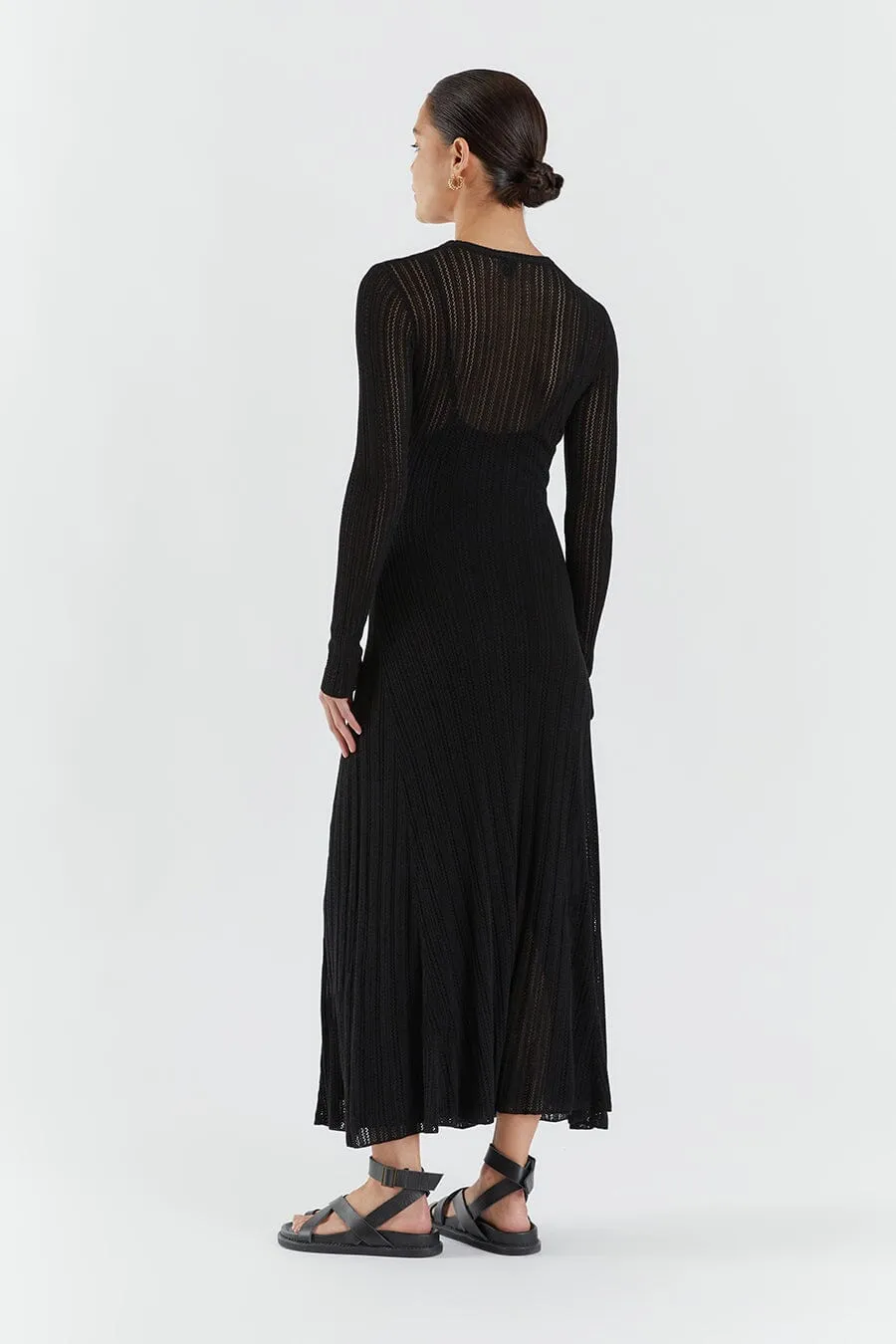 ESTELLA BLACK KNIT MIDI DRESS