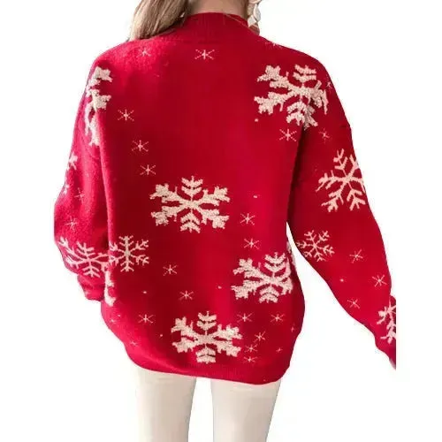 Fall Winter Knitted Cashmere Crewneck Ugly Christmas Sweater Pullover for women