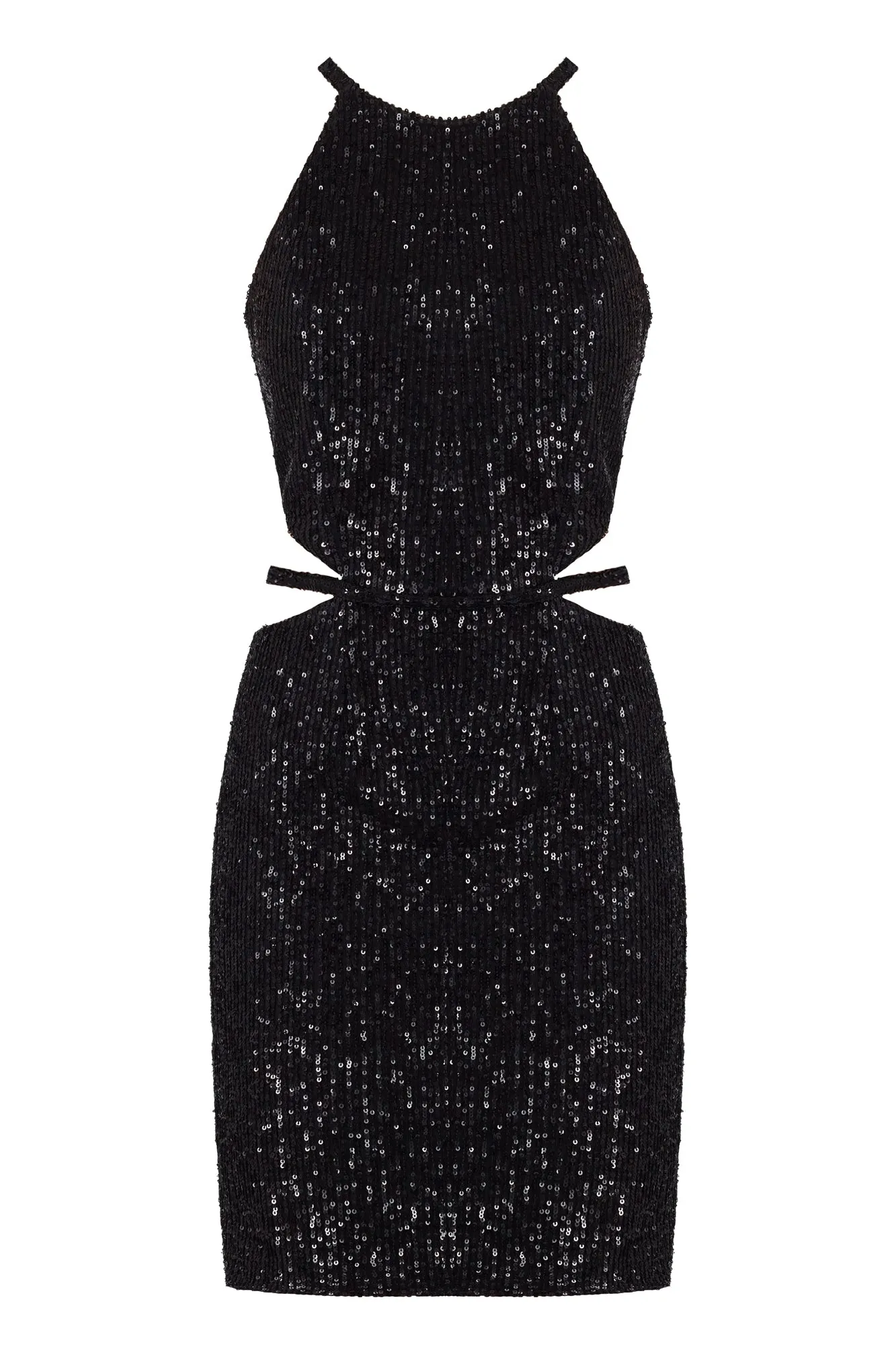 FELICE black sequin mini dress with cut outs