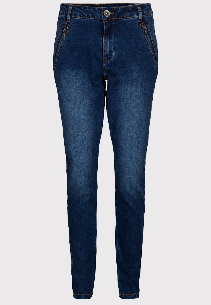 Franny High Waisted Slim Jeans Curve - Mid Blue Denim