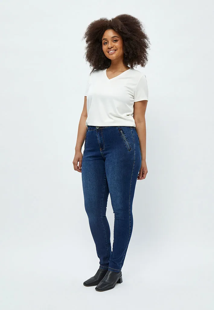 Franny High Waisted Slim Jeans Curve - Mid Blue Denim