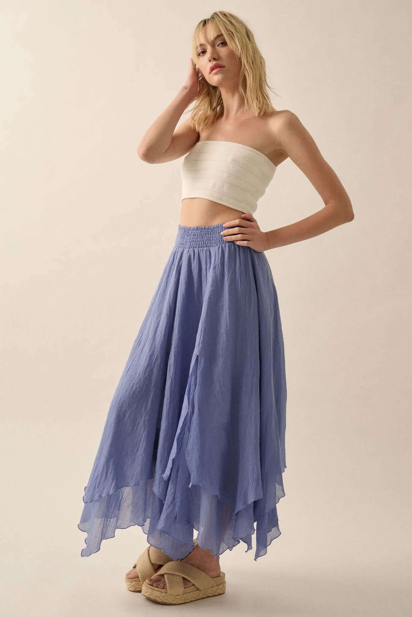 Free as Air Layered Gauze Handkerchief Maxi Skirt