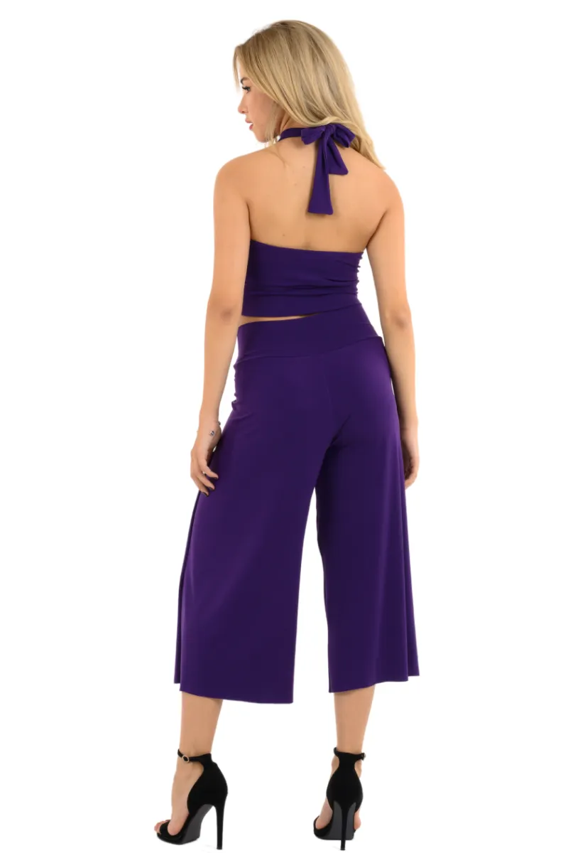 Front Keyhole With Open Back Halter Neck Top